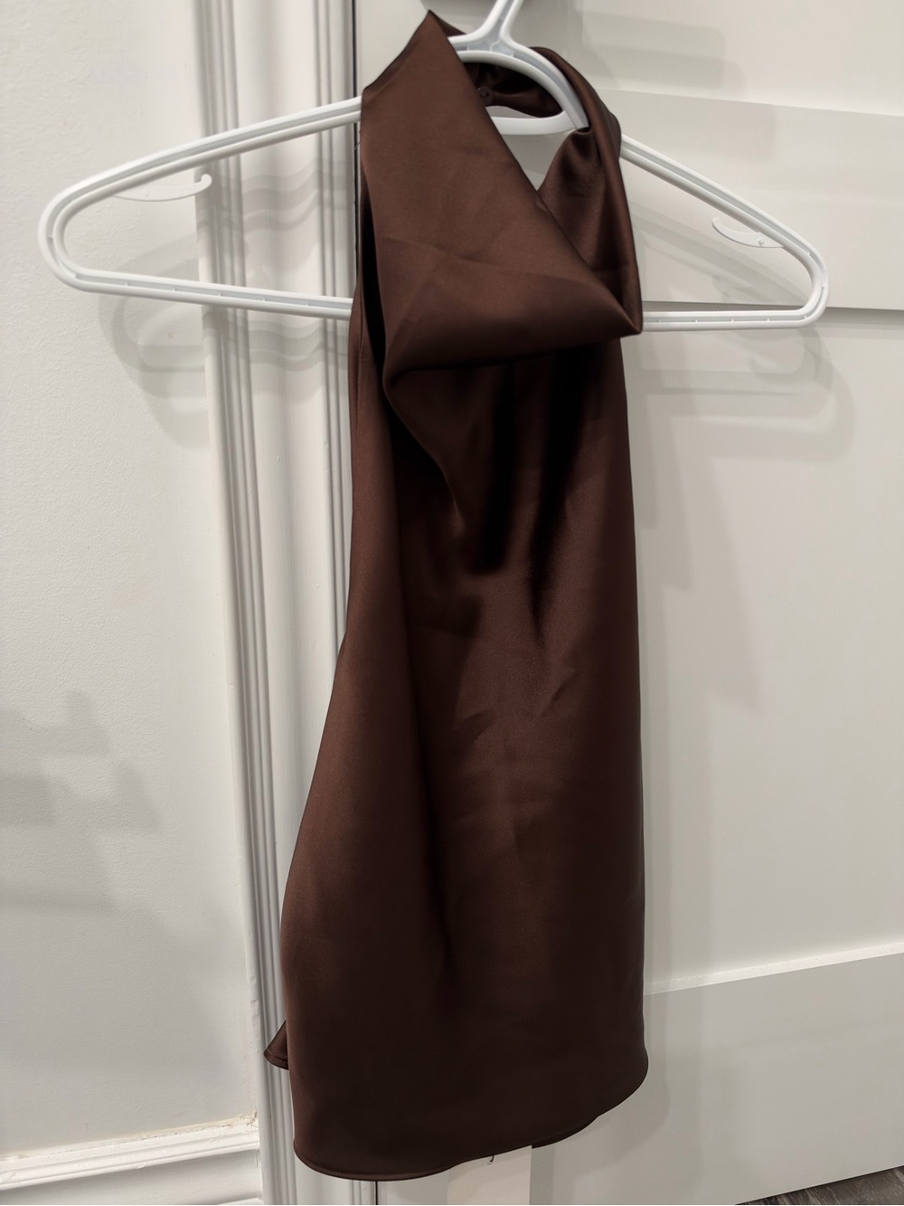 Brown Satin Women's top - backless halter